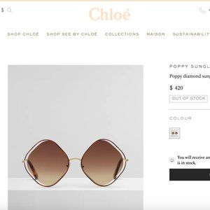 COPY - Chloé Poppy Diamond Shaped Sunglasses 57MM Reflective Lens NWT